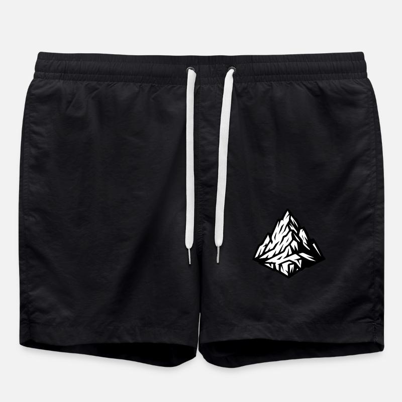 Mountain Summit Icon - Swim Trunks - black