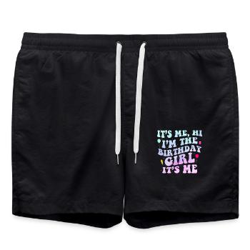 It's Me – I'm the Birthday Girl Gift Bday Party - Badeshorts - Schwarz - Vorne - AI Model Male 185 light (185cm)