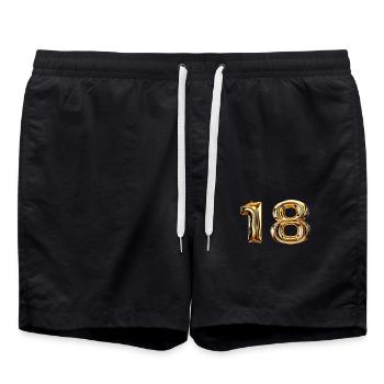 18 - Goldener Folienballon - Badeshorts - Schwarz - Vorne - AI Model Male 185 light (185cm)