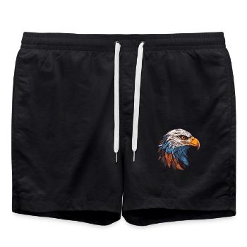 Adler Porträt - Badeshorts - Schwarz - Vorne - AI Model Male 185 light (185cm)