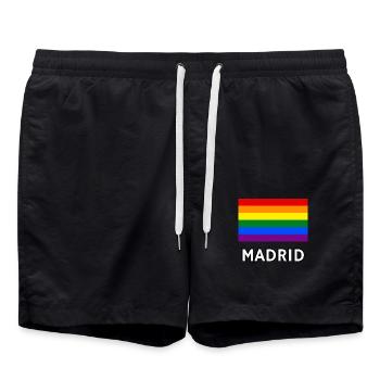 Pride Flag Madrid - Swim Trunks - black - Front - AI Model Male 185 light (185cm)