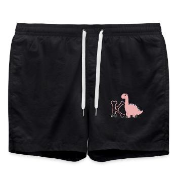 Buchstabe K - Badeshorts - Schwarz - Vorne - AI Model Male 185 light (185cm)