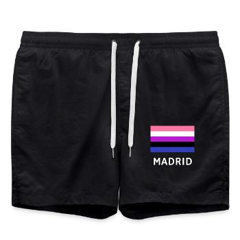 Genderfluid Pride Flagge Madrid - Badeshorts - Schwarz - Vorne - AI Model Male 185 light (185cm)