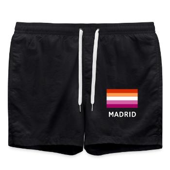 Drapeau de la fierté lesbienne Madrid - Short de bain - noir - Devant - AI Model Male 185 light (185cm)