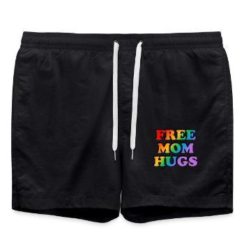 Kostenlose Mutter umarmt LGBTQ-Stolz Regenbogen - Badeshorts - Schwarz - Vorne - AI Model Male 185 light (185cm)