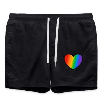 Pride Flagge Herz - Badeshorts - Schwarz - Vorne - AI Model Male 185 light (185cm)