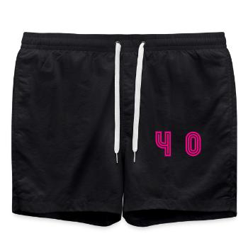40. 40 YEARS. 40th ANNIVERSARY. 40TH ANNIVERSARY. - Swim Trunks - black - Front - AI Model Male 185 light (185cm)