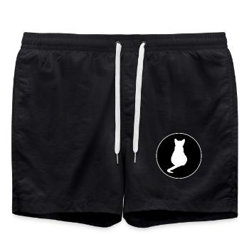 Katze Katze schwarze Katze Silhouetten - Badeshorts - Schwarz - Vorne - AI Model Male 185 light (185cm)