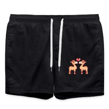 Couple de chameaux Amour Saint-Valentin - Short de bain - noir - Devant - AI Model Male 185 light (185cm)