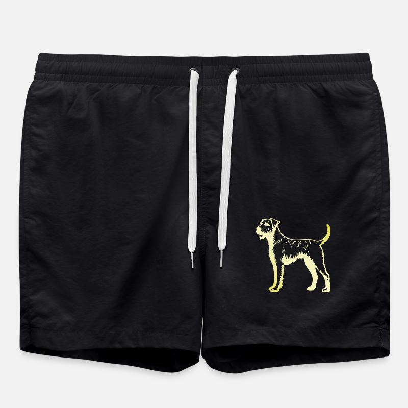 Airedale Terrier Hund Silhouette - Badeshorts - Schwarz