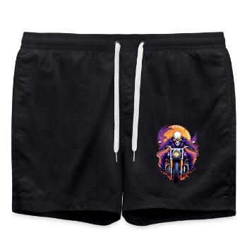 Biker Skelett Biker Schädel Custom Motorrad Sonne - Badeshorts - Schwarz - Vorne - AI Model Male 185 light (185cm)