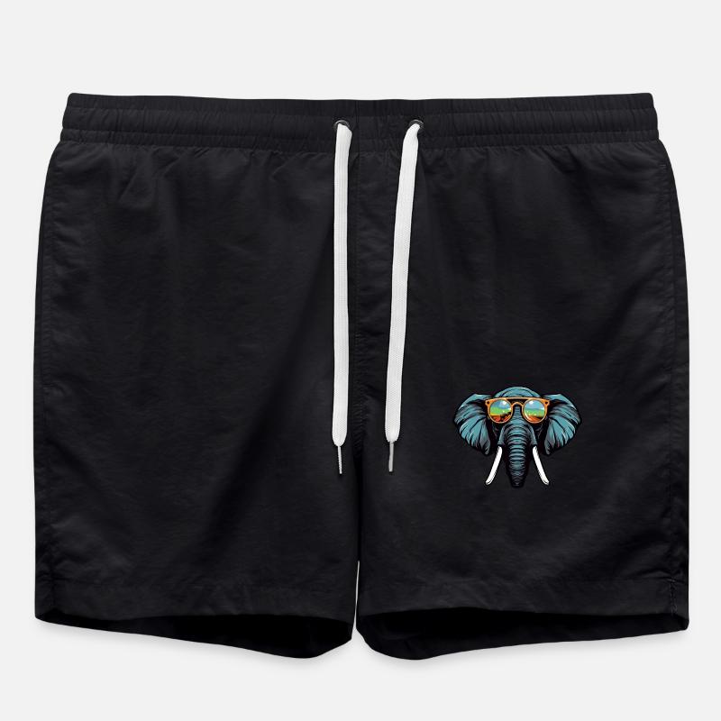 Portrait Tête D’éléphant Cool - Short de bain - noir
