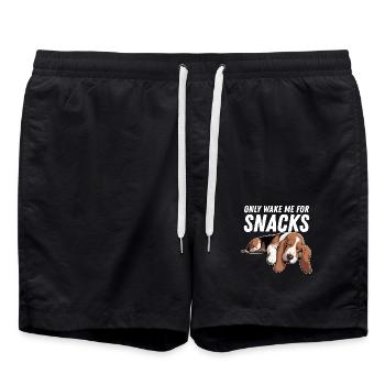Only Wake Me For Snacks Lustiger Basset Hound - Badeshorts - Schwarz - Vorne - AI Model Male 185 light (185cm)