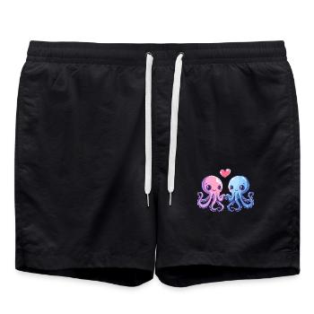 Octopus Couple Love Valentine's Day - Swim Trunks - black - Front - AI Model Male 185 light (185cm)