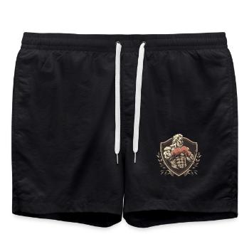 Logo du boxeur combattant MMA - Short de bain - noir - Devant - AI Model Male 185 light (185cm)