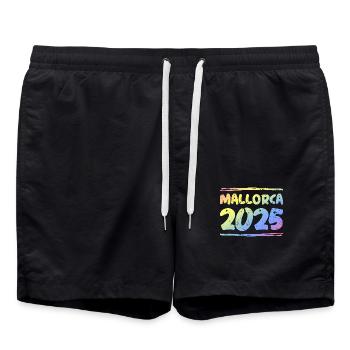Mallorca 2025 Bunt - Badeshorts - Schwarz - Vorne - AI Model Male 185 light (185cm)