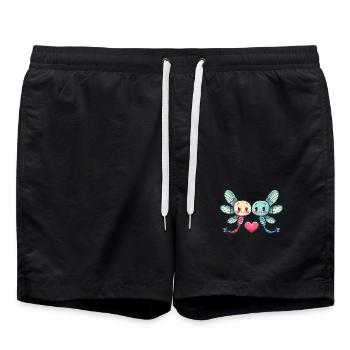 Libelle Paar Liebe Valentinstag - Badeshorts - Schwarz - Vorne - AI Model Male 185 light (185cm)