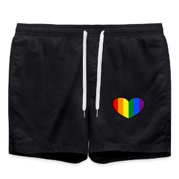 Pride Flagge Herz - Badeshorts - Schwarz - Vorne - AI Model Male 185 light (185cm)