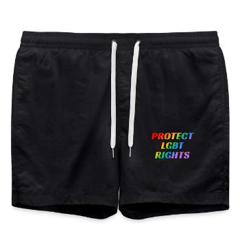 Protéger les droits LGBT - Short de bain - noir - Devant - AI Model Male 185 light (185cm)