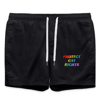Protect gay rights LGBTQ Pride Month - Swim Trunks - black - Front - AI Model Male 185 light (185cm)