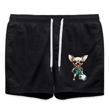Fussball Chihuahua - Badeshorts - Schwarz - Vorne - AI Model Male 185 light (185cm)