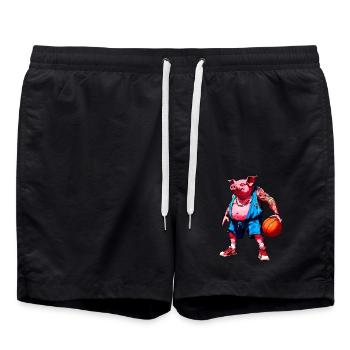 Cochon Basket-ball - Short de bain - noir - Devant - AI Model Male 185 light (185cm)