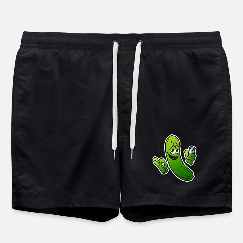Gurkenheld Cartoon - Badeshorts - Schwarz