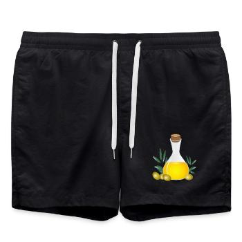 Huile d'olive en carafe aux olives et rameaux d'olivier - Short de bain - noir - Devant - AI Model Male 185 light (185cm)