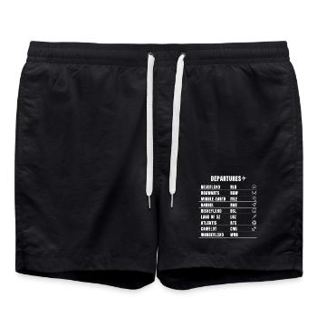 flight travel dream humor fantasy film destination pilot lo - Swim Trunks - black - Front - AI Model Male 185 light (185cm)