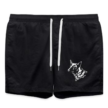 Hollandse Herder Kopf "Black Edition" - Badeshorts - Schwarz - Vorne - AI Model Male 185 light (185cm)