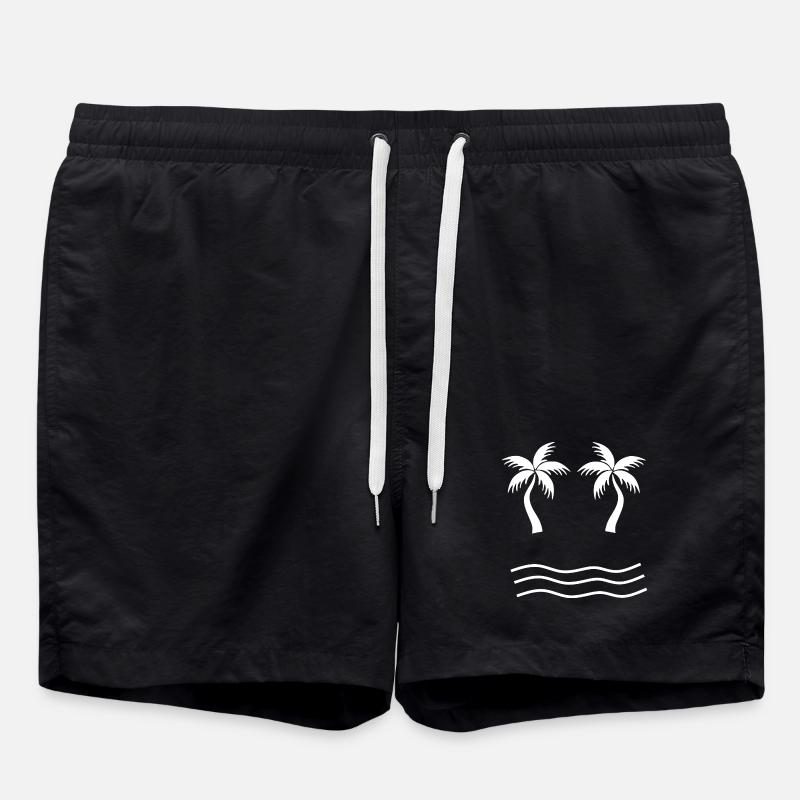 Palme weiß - Badeshorts - Schwarz