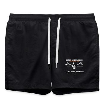 Witziges Motto mit Pfeifen und Waffe - Badeshorts - Schwarz - Vorne - AI Model Male 185 light (185cm)