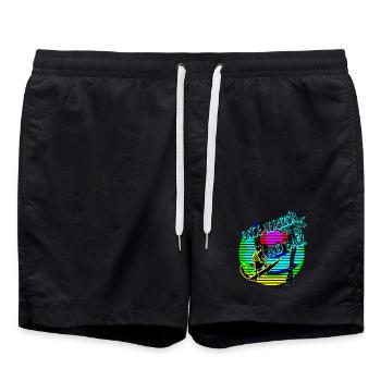 Once horizon and back Surfer Palme - Swim Trunks - black - Front - AI Model Male 185 light (185cm)
