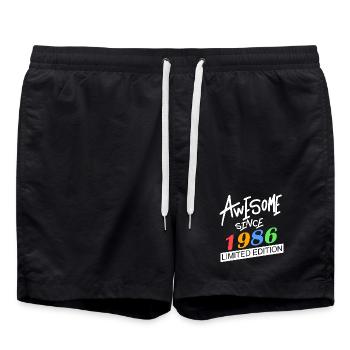 1986 - Jahrgang 1986 - Fantastisch seit 1986 - Badeshorts - Schwarz - Vorne - AI Model Male 185 light (185cm)