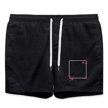 Square Flowers Pink - Swim Trunks - black - Front - AI Model Male 185 light (185cm)