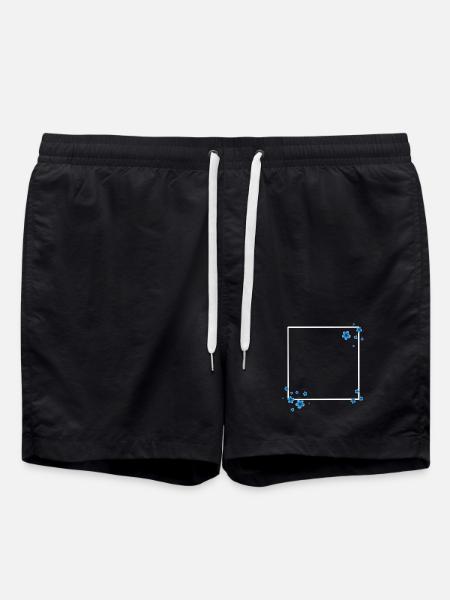 Square Flowers Blue - Swim Trunks - black