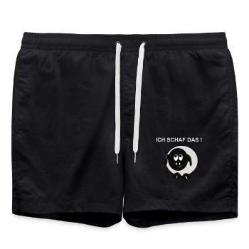 Ich schaff das Schaf Motiv - Badeshorts - Schwarz - Vorne - AI Model Male 185 light (185cm)