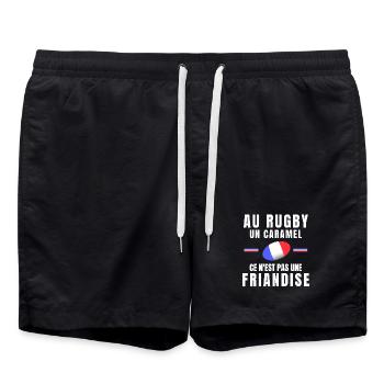 rugby, rugby sport, rugby humour, rugbyman - Short de bain - noir - Devant - AI Model Male 185 light (185cm)