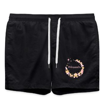Prinzessin - Die hübsche Prinzessin mit Krone Pink - Badeshorts - Schwarz - Vorne - AI Model Male 185 light (185cm)