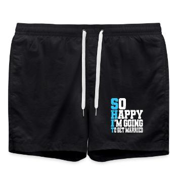 Funny Bachelor Party Engagement Wedding Married - Swim Trunks - black - Front - AI Model Male 185 light (185cm)