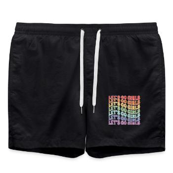 Let's Go Girls Retro Junggesellinnenabschied Junggesellenabschied - Badeshorts - Schwarz - Vorne - AI Model Male 185 light (185cm)