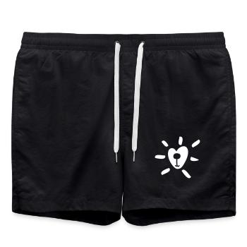 Herz Hund Schnauze Sonnenstrahlen Comic Liebe Love - Badeshorts - Schwarz - Vorne - AI Model Male 185 light (185cm)