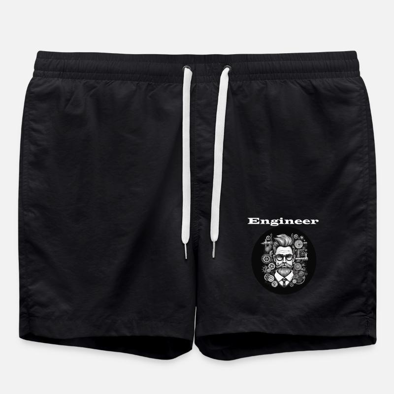 Engineer white - Swim Trunks - black