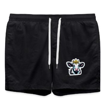 The cow is king - Swim Trunks - black - Front - AI Model Male 185 light (185cm)