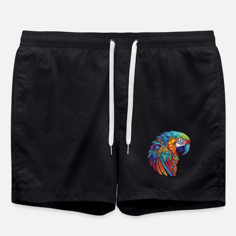 Parrot Macaw - Swim Trunks - black
