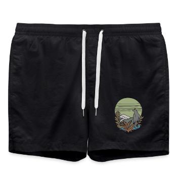 vintage wolf - Badeshorts - Schwarz - Vorne - AI Model Male 185 light (185cm)