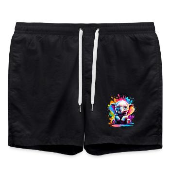Elephant Colorful - Baby Elephant Colorful - Swim Trunks - black - Front - AI Model Male 185 light (185cm)