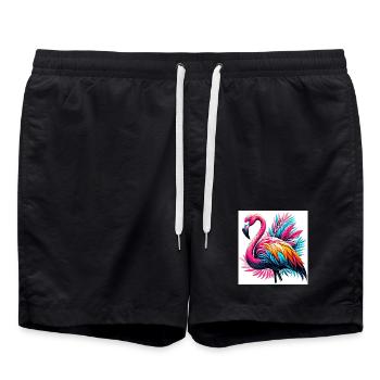 Flamant rose - Short de bain - noir - Devant - AI Model Male 185 light (185cm)