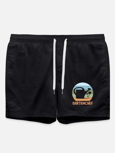 Gartenchef Gärtner retro Gießkanne Blumen Pflanze - Badeshorts - Schwarz