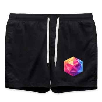 Cube Géométrique D20 – Design RPG coloré - Short de bain - noir - Devant - AI Model Male 185 light (185cm)